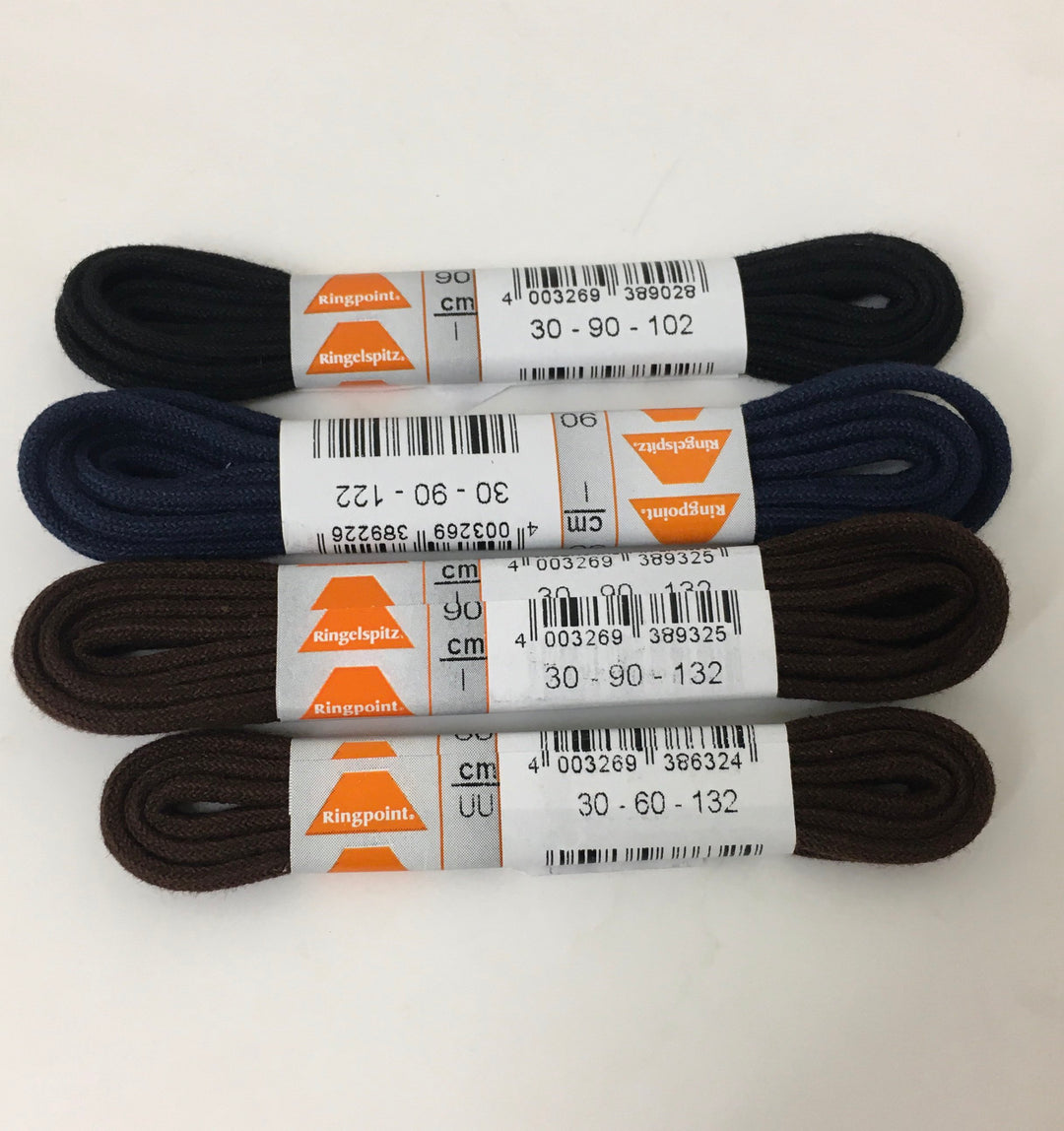 Ringpoint Feine runde Schnürsenkel Schwarz, Braun, Marineblau 60cm, 75cm, 90cm, 120cm