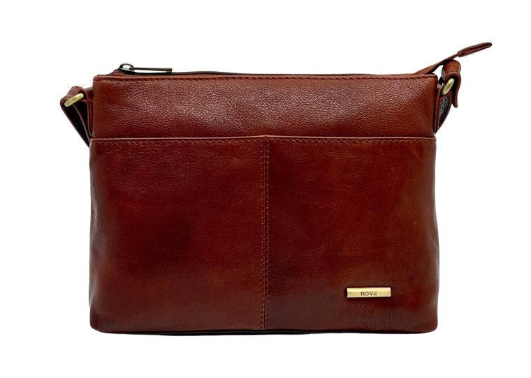 Nova 6134 Leather Crossbody Cognac