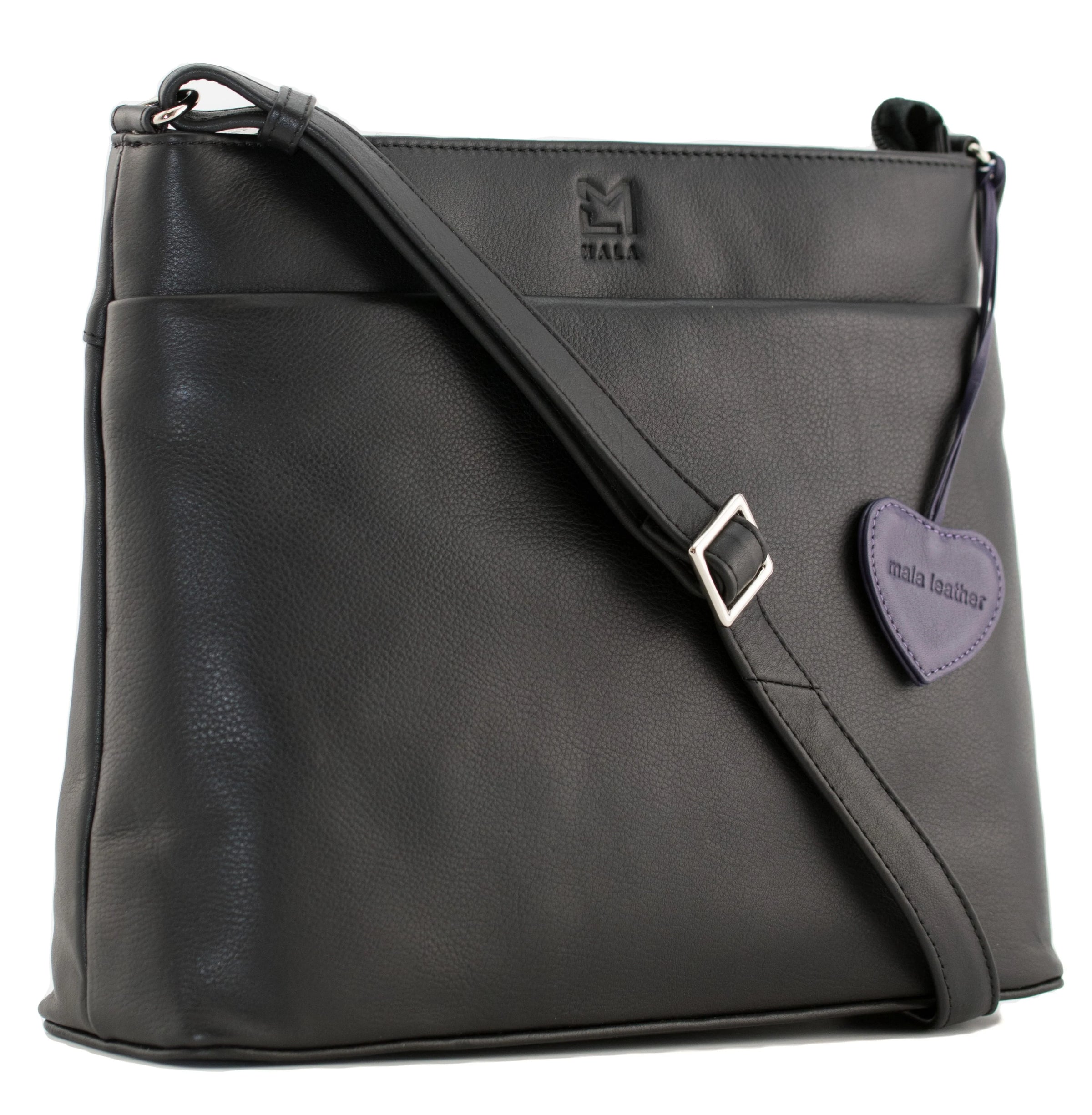 Mala Anishka Large Leather Crossbody Handbag Black