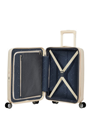 American-Tourister-Soundbox-expandable-cabin-suitcase-55x40x20cm-coconutsand-carews-limerick-open