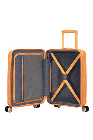 American-Tourister-Soundbox-expandable-cabin-suitcase-55x40x20cm-papayapop-carews-limerick-open