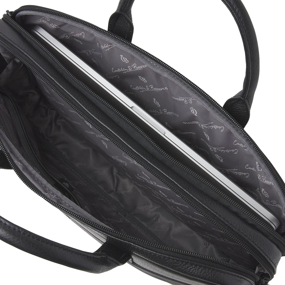 Castelijn & Beerens Leather Alpha Laptop Briefcase 15.6" RFID Black
