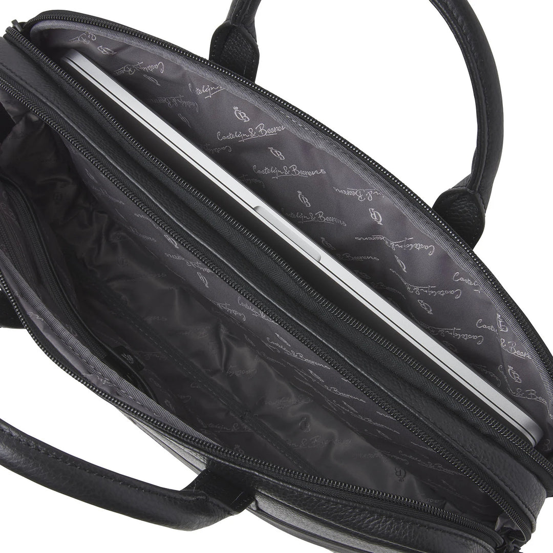 Castelijn & Beerens Leather Alpha Laptop Briefcase 15.6" RFID Black