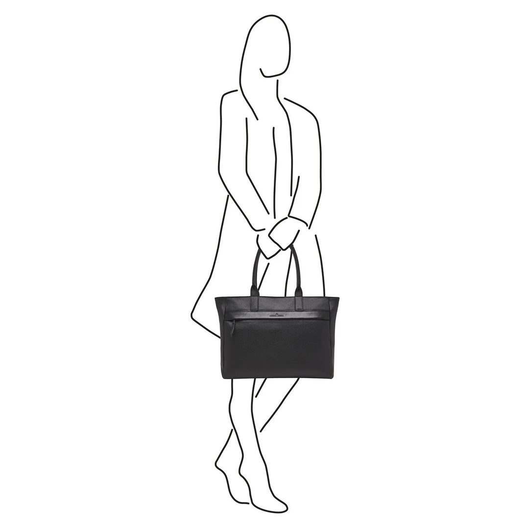Castelijn &amp; Beerens Sac bandoulière en cuir pour ordinateur portable 15,6" RFID Noir
