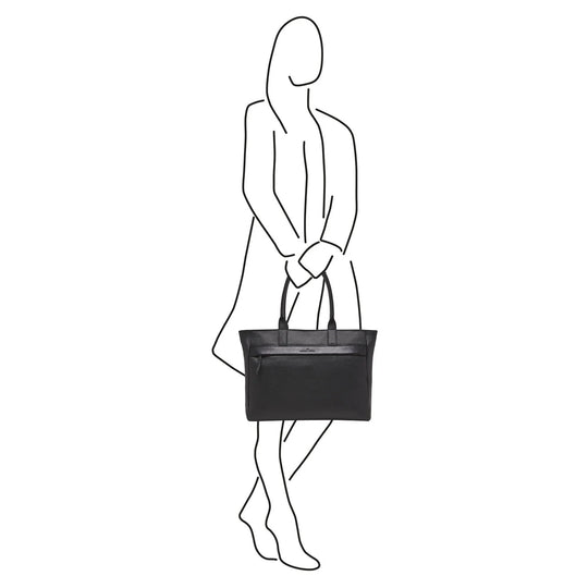 Castelijn &amp; Beerens Sac bandoulière en cuir pour ordinateur portable 15,6" RFID Noir