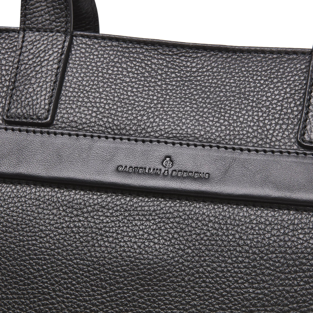 Castelijn &amp; Beerens Sac bandoulière en cuir pour ordinateur portable 15,6" RFID Noir