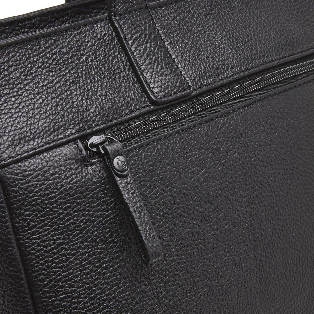 Castelijn &amp; Beerens Sac bandoulière en cuir pour ordinateur portable 15,6" RFID Noir