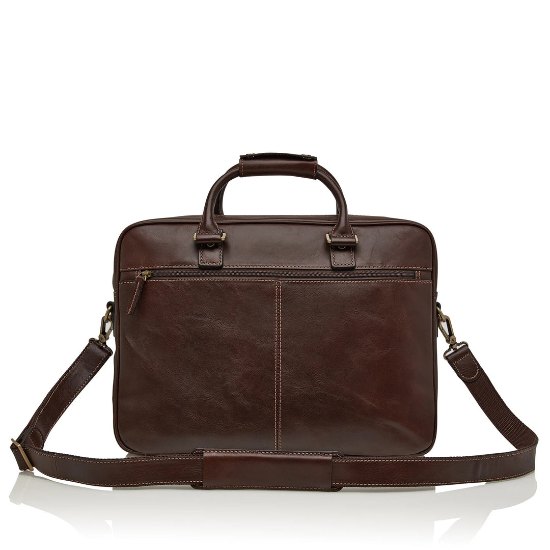 Castelijn Beerens Verona 15.6 laptop leather briefcase Mocca with shoulder strap