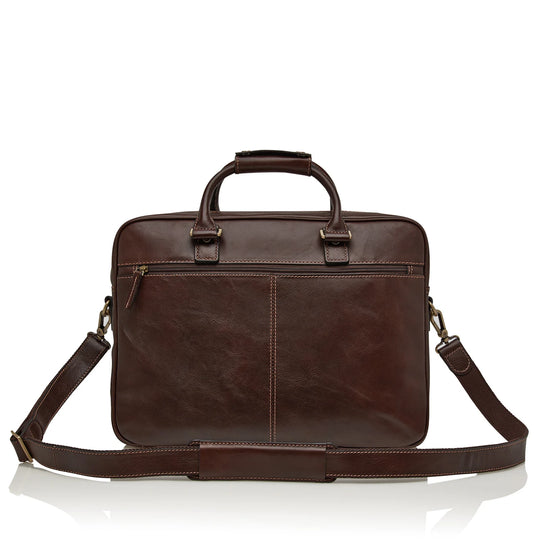 Castelijn Beerens Verona 15.6 laptop leather briefcase Mocca with shoulder strap