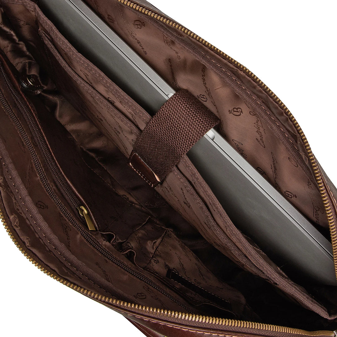 Castelijn Beerens Verona 15.6 laptop leather briefcase Mocca- laptop sleeve