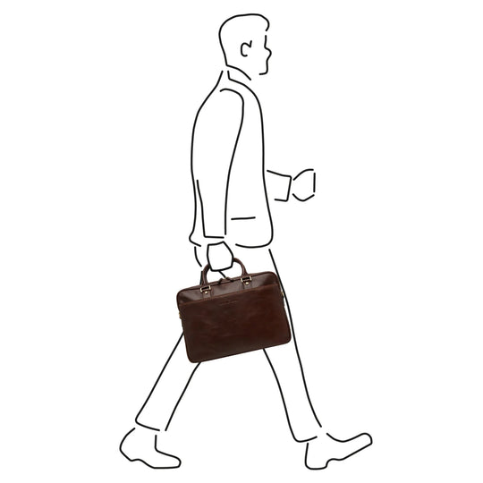 Castelijn Beerens Verona 15.6 laptop leather briefcase Mocca model