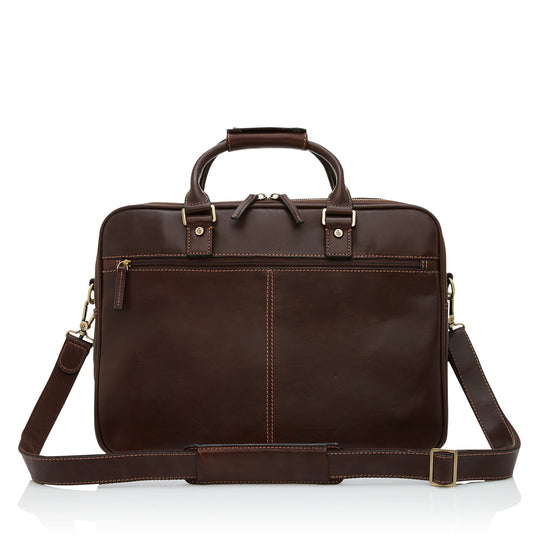 Castelijn Beerens Verona 15.6 laptop leather travelbag mocca Shoulder strap