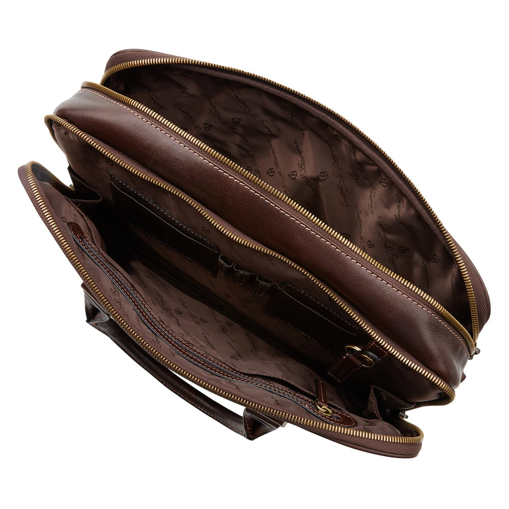 Castelijn Beerens Verona 15.6 laptop leather travelbag mocca inside