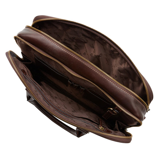 Castelijn Beerens Verona 15.6 laptop leather travelbag mocca inside