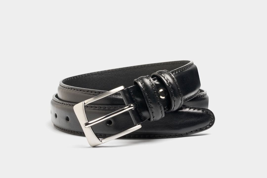 Charles Smith 35mm Stitched Leather Belt Black at Carews Limerick