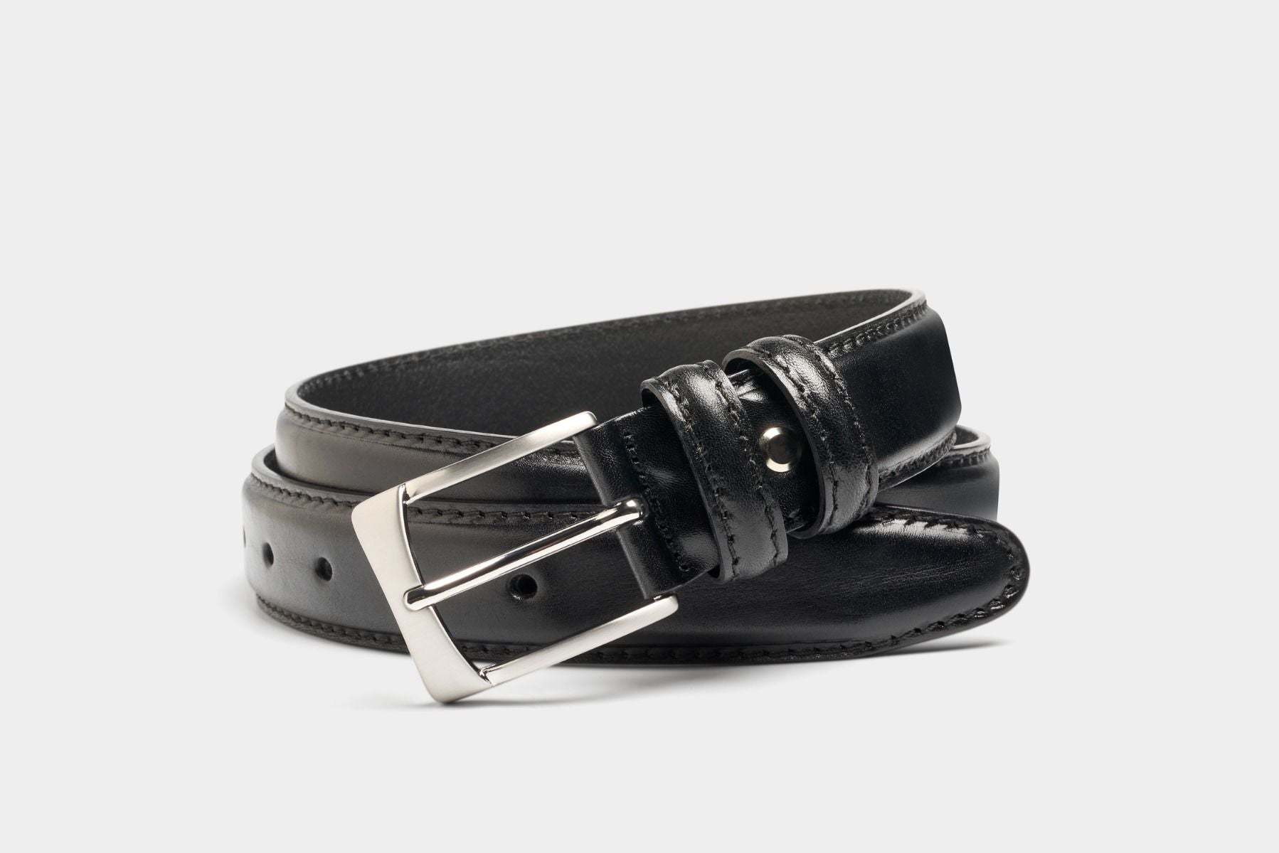 Charles Smith 35mm Stitched Leather Belt Black at Carews Limerick