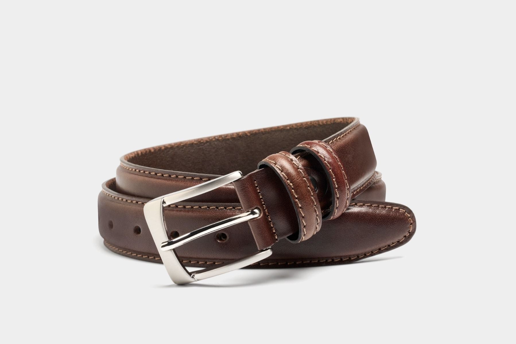 Charles Smith 35mm Stitched Leather Belt Brown at Carews limerick