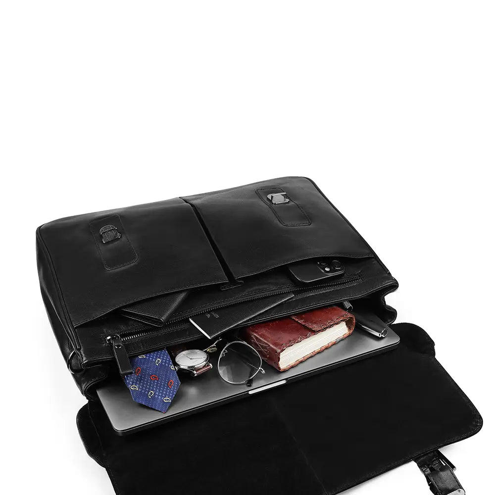 Primehide Hamilton Leather Briefcase 6251 - Black
