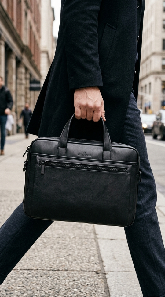 Castelijn & Beerens Charlie Leather Laptop Briefcase 15.6" RFID Black