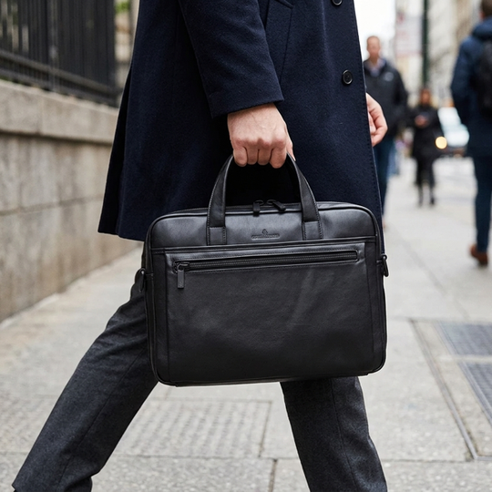 Castelijn & Beerens Charlie Leather Laptop Briefcase 15.6" RFID Black