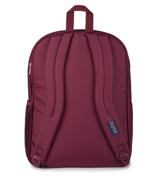 Back View JanSport Big Student 34L large school bag in cherry lacquer colour , a durable secondary school backpack available at Carews of Limerick