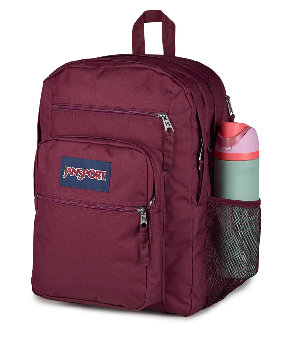 Front View JanSport Big Student 34L large school bag in cherry lacquer colour , a durable secondary school backpack available at Carews of Limerick
