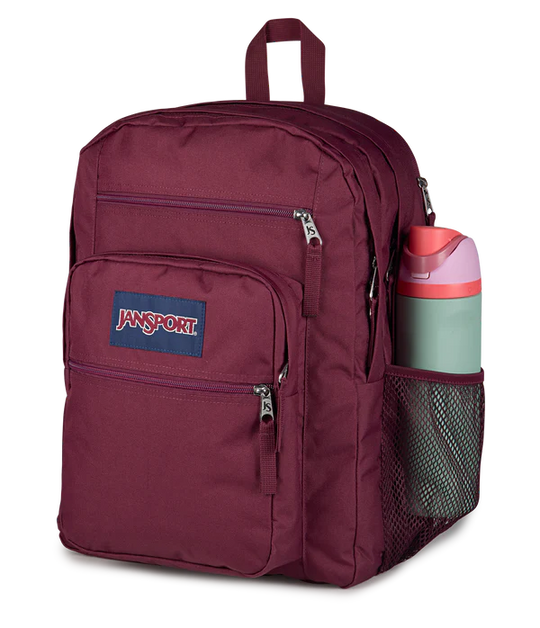 Front View JanSport Big Student 34L large school bag in cherry lacquer colour , a durable secondary school backpack available at Carews of Limerick