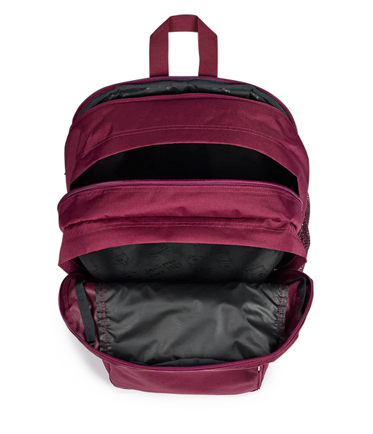 Top View JanSport Big Student 34L large school bag in cherry lacquer colour , a durable secondary school backpack available at Carews of Limerick