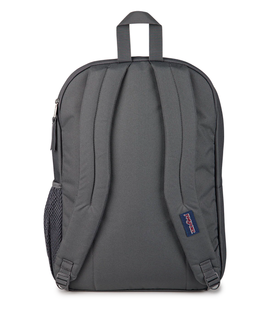 Back view JanSport Big Student 34L large school bag in smokey grit colour , a durable secondary school backpack available at Carews of Limerick