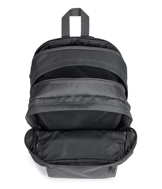 Top view JanSport Big Student 34L large school bag in smokey grit colour , a durable secondary school backpack available at Carews of Limerick