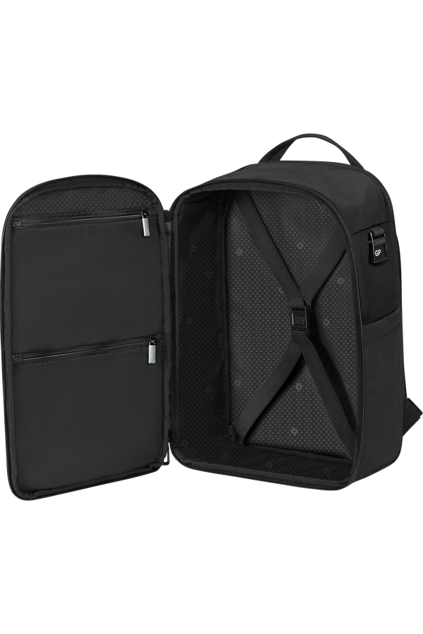 Samsonite Moderny Underseat Backpack in black -inside view of packing area