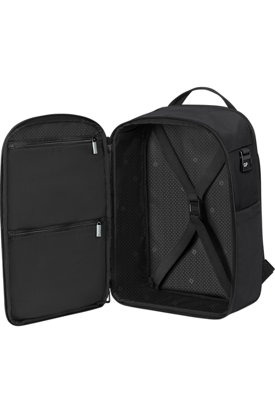 Samsonite Moderny Underseat Backpack in black -inside view of packing area