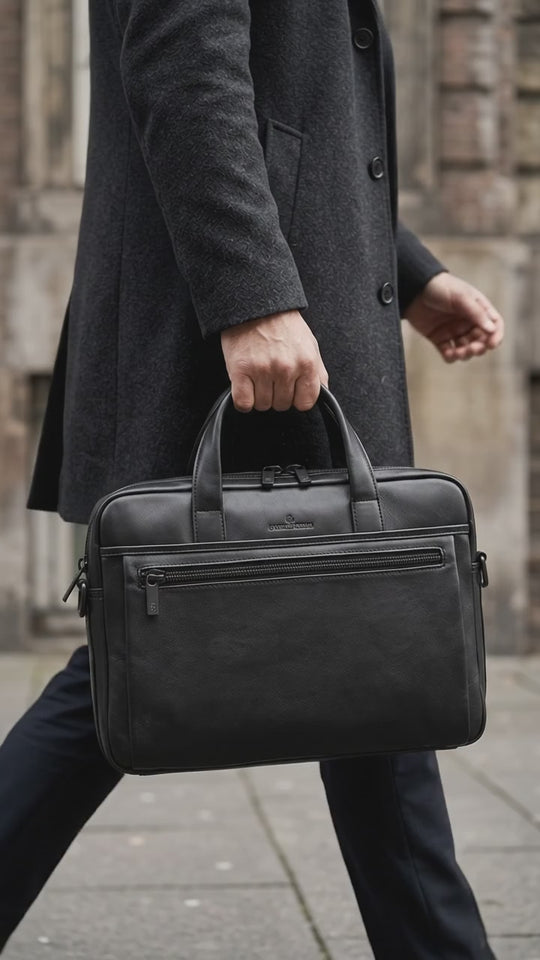 Castelijn & Beerens Charlie Leather Laptop Briefcase 15.6" RFID Black