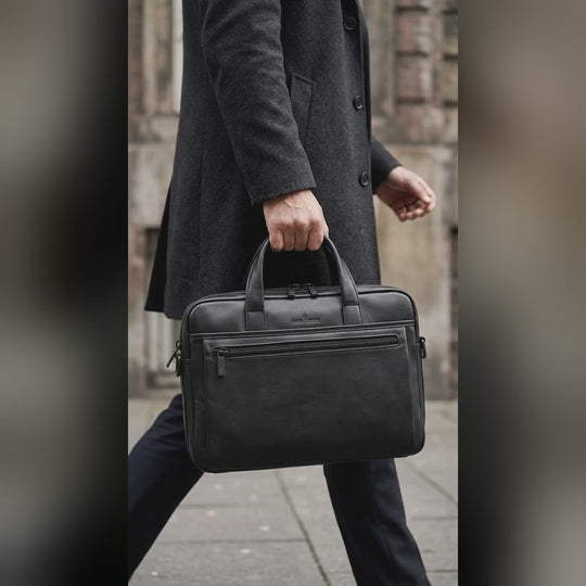 Castelijn & Beerens Charlie Leather Laptop Briefcase 15.6" RFID Black